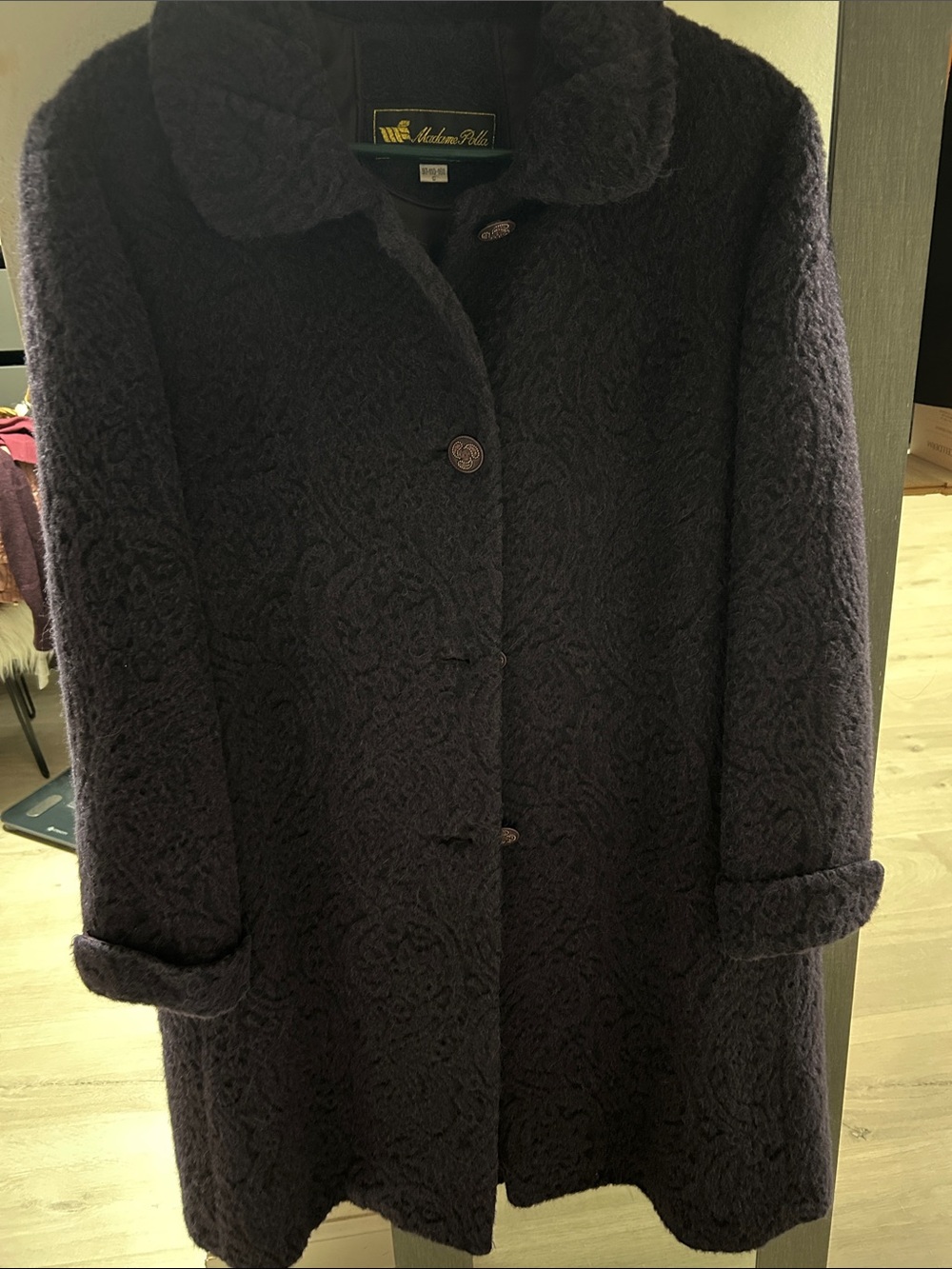 Women's Dark Purple Textured Coat